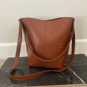 *SOLD* Faux Croc Brown Crossbody Bag